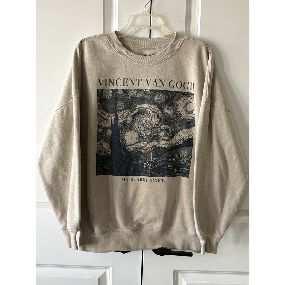 Mighty Fine Vincent van Gogh The Starry Night Graphic Sweatshirt Brown Womens S